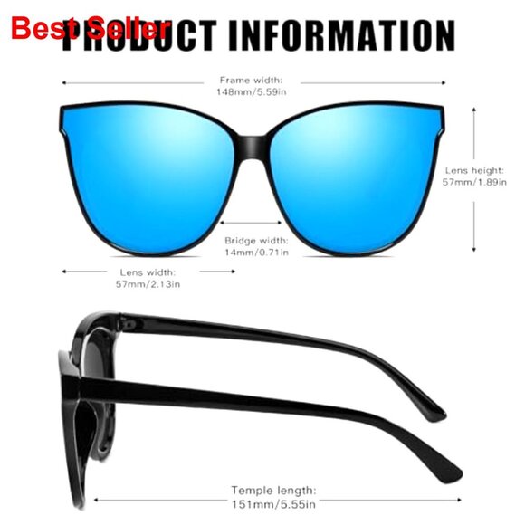 Polarized Oversized Cat Eye Sunglasses UV400 Protection Driving Fishing main image 5
